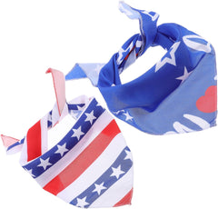 2pcs Independence Day Pet Triangle Bandana American Flag Breathable Dog Scarf for Holidays Festivals and Everyday Wear Multi-Functional Pet Accessory