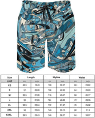 Men's Swim Trunks Blue Line Graphics Beach Shorts Quick Dry Summer Bathing Suit Swimwear Beachwear with Pockets