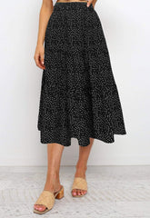 MEROKEETY Women's Boho Leopard Print Skirt Pleated A-Line Swing Midi Skirts