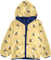 Aslsiy Boys Fleece Jacket Bee Yellow Pattern Toddler Hooded Coat Outerwear