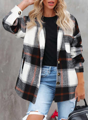 Beaully Women's 2025 Fall Clothes Plaid Shacket Jacket Long Sleeve Button Down Flannel Shirts Fashion Jacket