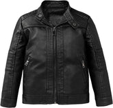 Boys Faux Leather Jacket Toddler Kids Motorcycle PU Leather Coats Fall Winter Outerwear Coat (Black, 13-14 years)
