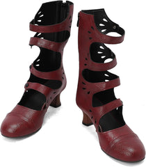 Womens Kitten Heel Mid Calf Boots Sandals Gladiator Vamp Buckle gothic Boots