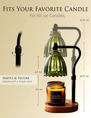 Green Candle Warmer Lamp, Dimmable Electric Warmer with Timer & Adjustable Height, Green Glass for Halloween, Fall and Christmas Decor, Modern, Vintage Boho Home Decor, Gifts for Women, Christmas Gift