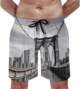 Men's Swim Trunks Brooklyn Bridge Beach Shorts Quick Dry Summer Bathing Suit Swimwear Beachwear with Pockets