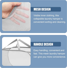 Foldable Mesh Laundry Basket Large Capacity Woven Storage Basket Handle