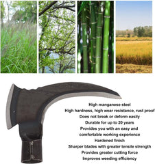 Weeding Sickle, High Manganese Steel Double Scythe, Hand Sickle Manual Weeders, Mowing Cutting Trees Double Sickle for Gardening Tools for Outdoor Grass Cutting Tree Pruning (Single Cutter Head)