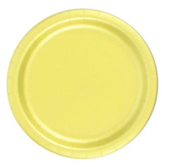 24 Plates 7" Paper Dessert Plates Wax Coated - Yellow