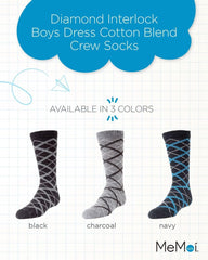 MeMoi Diamond Interlock Boys Dress Cotton Blend Crew Socks