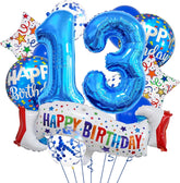 Happy 13th Birthday Balloon Colorful Banner Balloons Set 13th Year Old Birthday Blue Theme 13 Balloon Number 13 Foil Mylar Balloons Kids 13 Party Balloons Confetti Latex Mylar Balloons Party Supplies