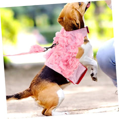 Balacoo 1Pc Flower Design Dog Traction Rope with Chest Strap Breathable Pet Harness for Dogs for Spring and Summer Walks Random Colors