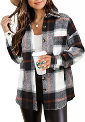 Beaully Women's 2025 Fall Clothes Plaid Shacket Jacket Long Sleeve Button Down Flannel Shirts Fashion Jacket