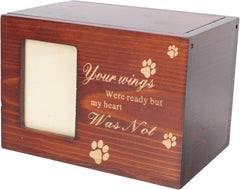 Mikikit Pet Urn Photo Frame Cinerary Casket for Dogs and Cats Keepsake Ash Box for Pet Memorials Design for Comforting Remembrance