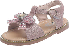 Toddler Girl Sandals Girls Bow Infant Kids Open Toe Crystal Sandals Toddler Shoes Princess Girl's Shoes (Pink, 12.5 Little Kid)
