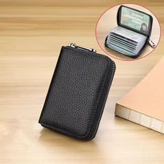 Stylish Credit Card Case, Versatile Wallet with Zipper and 12 Card Slots, Small Wallet for Men and Women - Black