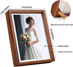 Rustic Picture Frame Wooden Photo Frame Decorative Wood Frame with Sapele Wood and Acrylic Glass Covers for Tabletop or Desktop Display (8x6)