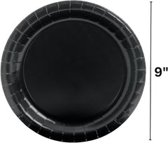 Fun Express Black Round Paper Dinner Plates - Stylish, Round, Solid Tableware for Parties & Events - Perfect for Serving Appetizers, Main Dishes - 24 Pieces