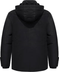 TACVASEN Men's Winter Jacket Cotton Military Jackets Fleece Lined Thick Work Warm Cargo Coats with Hooded