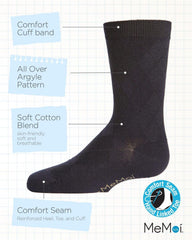 MeMoi Boys' All Over Argyle Cotton Blend Dress Crew Socks