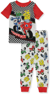 AME Sleepwear Boys Nickelodeon Ricky Zoom Cotton Toddler Pajamas (2T) White
