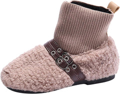 Winter Children Boots Boys And Girls Socks Boots Round Toe Flat Bottom Non Slip Slip On Solid Boots for Girls Size 9