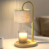 Golden Candle Warmer Lamp with Timer Dimmer, Height Adjustable Electric Candle Warmer Wax Heater with Wooden Base 2 Bulbs, Birthday Gifts for Women Her, Mom, House Warming Gifts New Home