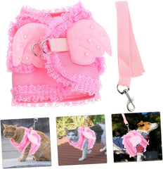 Milisten Adorable Pet Harnesses Soft and Breathable Cat Vest Harness for Dogs and Cats Lightweight Chest Strap with Traction Buckle Pink s