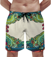 Men's Swim Trunks Border in Color Pattern Beach Shorts Quick Dry Summer Bathing Suit Swimwear Beachwear with Pockets