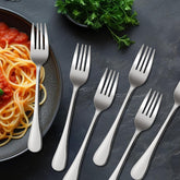 Forks Set of 6 Stainless Steel – Heavy Duty Polished Dinner and Cake Forks for Home, Restaurants, and Events