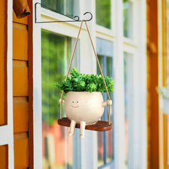 aqxreight Swing Face Planter Pot Exquisite Unique Hanging Pots Garden Patio Decor Indoor Outdoor Planters Unique Swing Face Planter Pot for Garden Patio Decor