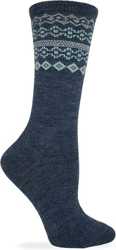 Wise Blend Fairisle Top Crew Socks, 1 Pair, Denim, Medium, Shoe Size W 6-9