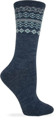 Wise Blend Fairisle Top Crew Socks, 1 Pair, Denim, Medium, Shoe Size W 6-9
