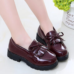 Shoes for Size 3 Girls Slip On Leather Loafer Tassel Bow Flats School Dress Shoes for Girls Toddler Boy Shoe