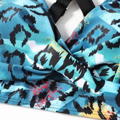 SEAFORM Womens Two Piece Swimsuits Wrap Front Bikini High Waisted Bottom Tummy Control Bathing Suits Vintage Print Swimwear