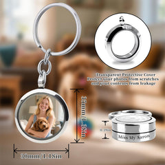 Personalized Locket Keychain Dog Hair Keychain Memorial Pet Fur Keepsake with Name Photo Custom Locket for Ashes Portrait Cremation Jewelry for Pet Loss of Dog Cat Sympathy Remembrance Gift