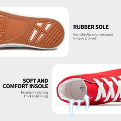 Men's White Canvas High Top Sneakers - Classic Lace-Up Walking Shoes, Light-Weight Soft Casual Tennis Shoes