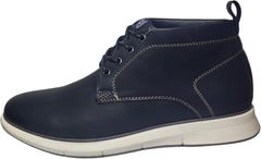 Mens Black Leather Casual Chukka Boots With Lace-Up Closure & Rubber Sole