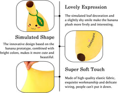 zhidiloveyou Banana Plush Pillow Stuffed Banana Plushie Cute Fruit Toy for Kids, 13.7 inch