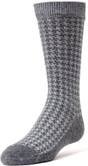 MeMoi Boys' Houndstooth Mercerized Cotton Dress Socks