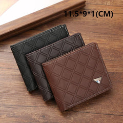 Mens Short Wallet PU Small Card Bag Folding Card Holder Men(Coffee)