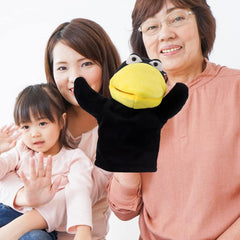 LOGOFUN Crow Hand Puppet Plush Bird Glove Puppet Cartoon Animal Pretend Play Storytelling Party Interactive Toys for Kids