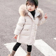 Toddler Girls Winter Outerwear Hooded Down Long Style Warm Coat 𝗪aterproof Hooded Puffer Jacket with (A, 5-6 Years)