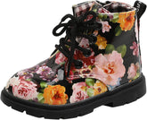 EnJoCho Little Boys Cartoon Shoes Toddler Boots Boys and Girls Waterpoor Ankle Boots Side Zipper Booties Floral Print Boots