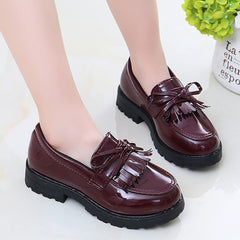 Shoes for Size 3 Girls Slip On Leather Loafer Tassel Bow Flats School Dress Shoes for Girls Toddler Boy Shoe