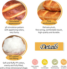 zhidiloveyou Bread Pillow Funny Stuffed Bread Shaped Pillow Small Plush Toy for Kids, 11.8 in