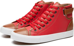 yageyan Men White high top Sneakers for Casual Black pu Leather Fashion Shoes for Men