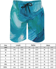 Men's Swim Trunks Blue Oil Paint Texture Beach Shorts Quick Dry Summer Bathing Suit Swimwear Beachwear with Pockets