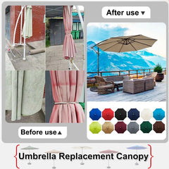 Patio Umbrella Replacement Canopy 6.5ft/7.5ft/9ft/10ft Outdoor Patio Umbrella Replacement Cover, 6 Rib 8 Rib Parasol Replacement Cloth for Garden Yard Deck