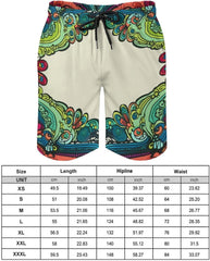 Men's Swim Trunks Border in Color Pattern Beach Shorts Quick Dry Summer Bathing Suit Swimwear Beachwear with Pockets