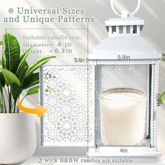 Candle Warmer Lantern Lamp, Dimmable and Adjustable Boho Candle Wax Warmer with Timer and Auto Shut Off, 2 Bulb Heater, House Warming Birthday Gift for Women Moms, Home Fragrance, New Home Decor White